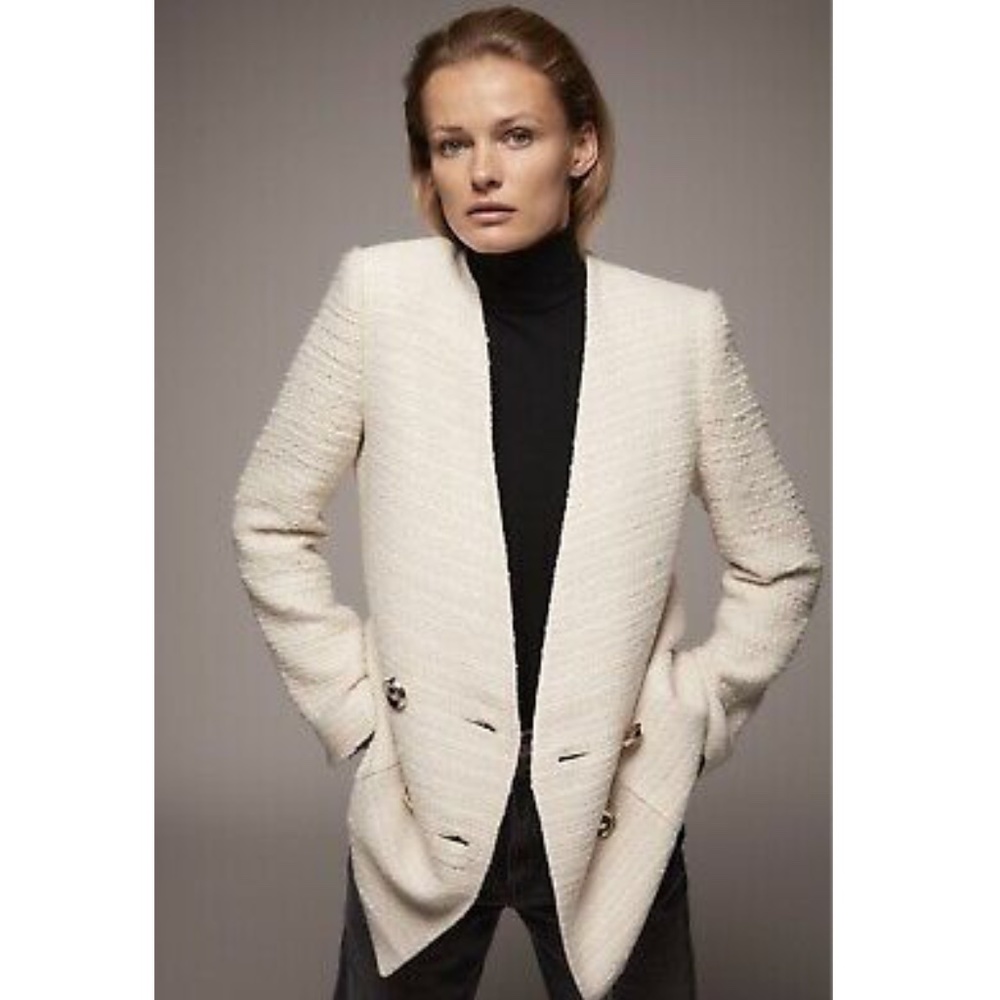 Zara Double Breasted Textured Weave Jacket NWT